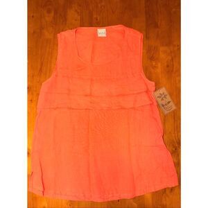 Pure Match USA Linen Size Small Coral High Low Top Blouse Sleeveless